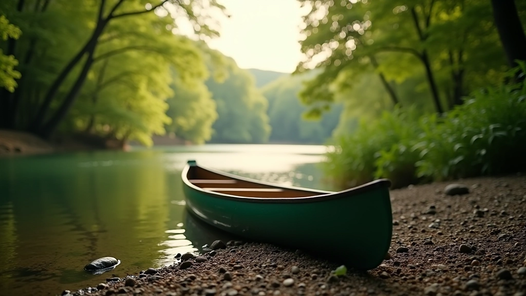 Canoe resting on the bank of a Czech river