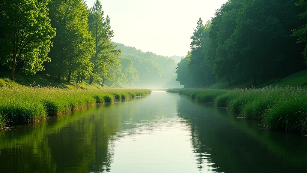 Scenic view of Berounka river with green banks and flowing water